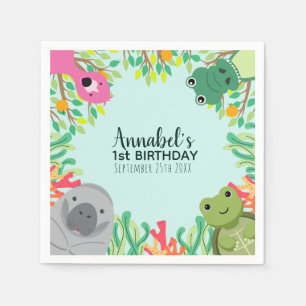 Cute Florida Animals Wild One Kids Birthday Servet