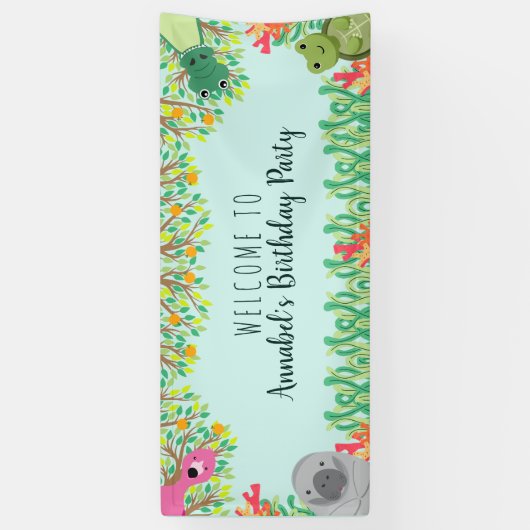 Cute Florida Animals Wild One Kids Birthday Spandoek (Verticaal)