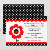 Cute Flower and Ladybird polka dots verjaardagsfee Kaart (Voorkant / Achterkant)