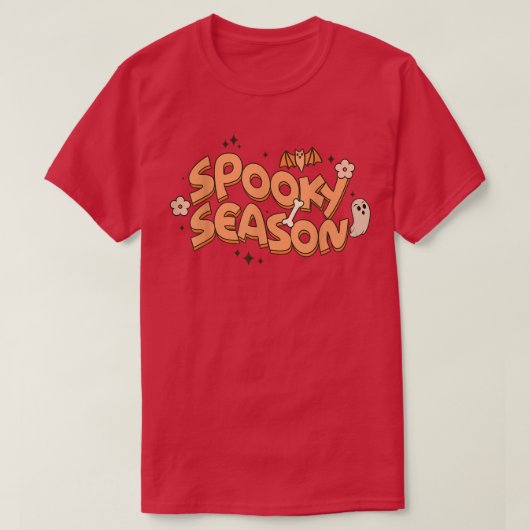 Cute Flower Bat en Ghost Spooky Season Funny Hall T-shirt (Design voorkant)