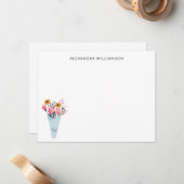 Cute Flower Bouquet Personalized Stationery Notitiekaartje (Voorkant / Achterkant in situ)