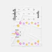 Cute flower crown Unicorn Baby milestone Fleece Deken (Voorkant)