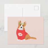 Cute Flower Crown Welsh Cardigan Corgi Briefkaart (Voorkant / Achterkant)