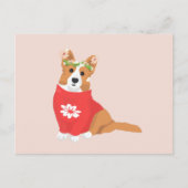 Cute Flower Crown Welsh Cardigan Corgi Briefkaart (Voorkant)