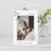 Cute Flower Doodle Pasgeboren Foto Geboorte Aankondiging (Staand voorkant)