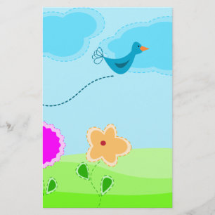 Cute Flower Garden Scrapbook Paper Briefpapier