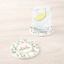 Cute Flower Ivory White Elegant Pink Monogram