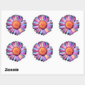 Cute Flower Paars Pink Blue Boho Daisy Bisexual Ronde Sticker (Vel)