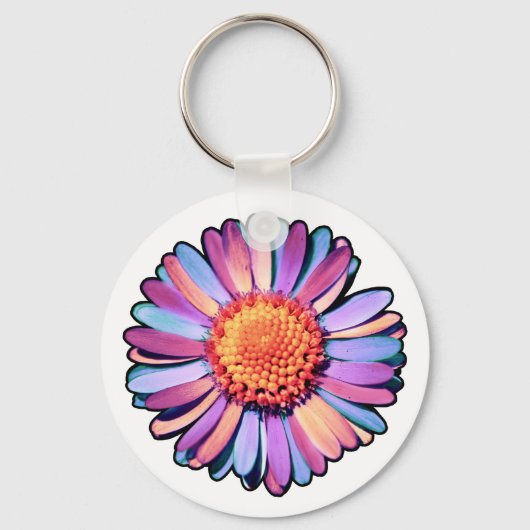 Cute Flower Paars Pink Blue Boho Daisy Bisexual Sleutelhanger (Voorkant)
