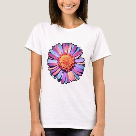 Cute Flower Paars Pink Blue Boho Daisy Bisexual T-shirt (Voorkant)