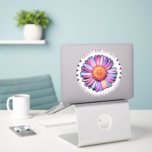 Cute Flower Paars Pink Blue Daisy Womens Bisexual Sticker (Laptop op bureau)