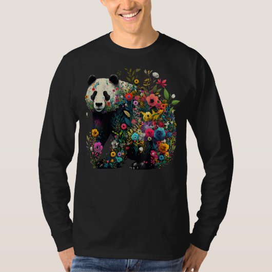 Cute Flower Panda on summer Floral Panda 1 T-shirt (Voorkant)