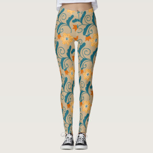 Cute  Flower Pattern Capri Leggins Leggings