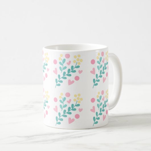 Cute flower pattern design koffiemok (Voorkant rechts)