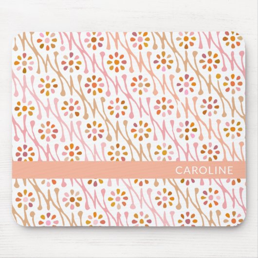 Cute Flower Pattern Earthy Boho Personalized Muismat (Voorkant)