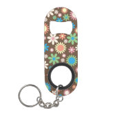 Cute Flower Power Pattern Brown Mini Flessenopener (Voorkant)
