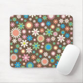 Cute Flower Power Pattern Brown Muismat (Met muis)