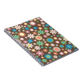 Cute Flower Power Pattern Brown Notitieboek (Rechterzijde)