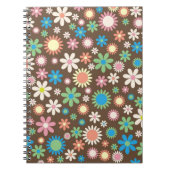 Cute Flower Power Pattern Brown Notitieboek (Voorkant)