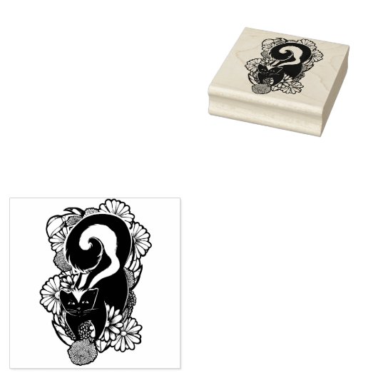 Cute Flower Skunk Rubberstempel (Gestempeld)
