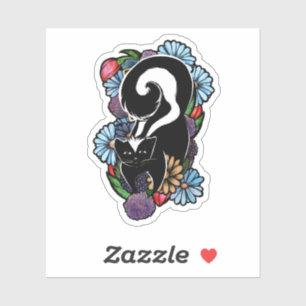 Cute Flower Skunk Sticker