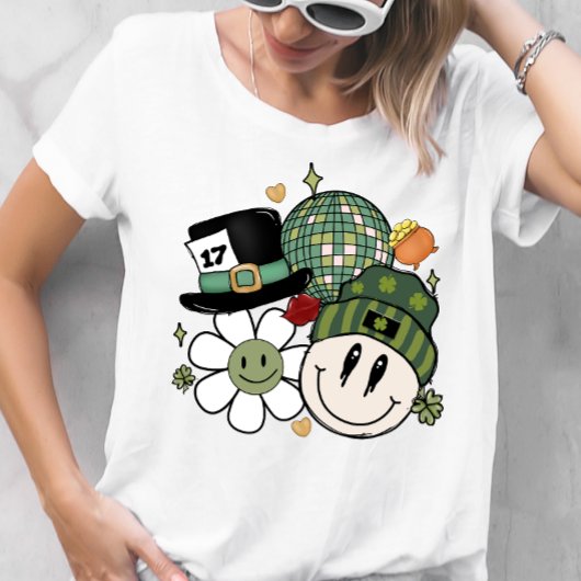 Cute Flower & Smiley St. Patrick's Day T-shirt