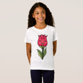Cute Flower Spring Cartoon Character T-shirt (Voorkant volledig)