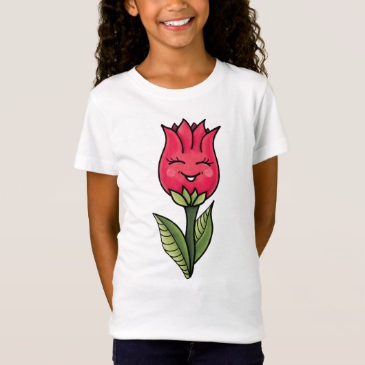 Cute Flower Spring Cartoon Character T-shirt (Voorkant)