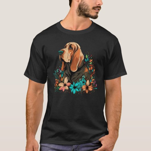 Cute Flower summer Floral Bloodhound 1 T-shirt (Voorkant)