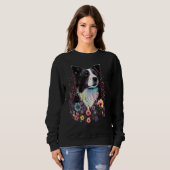 Cute Flower summer Floral Border Collie 2 Trui (Voorkant volledig)