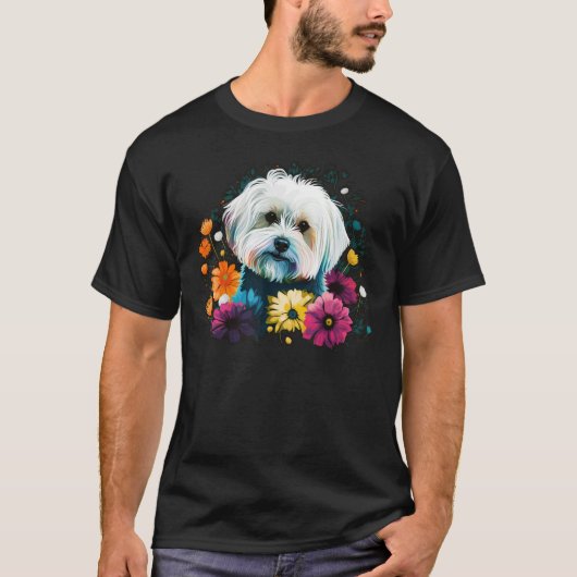 Cute Flower summer Floral Maltese dog 1 T-shirt (Voorkant)