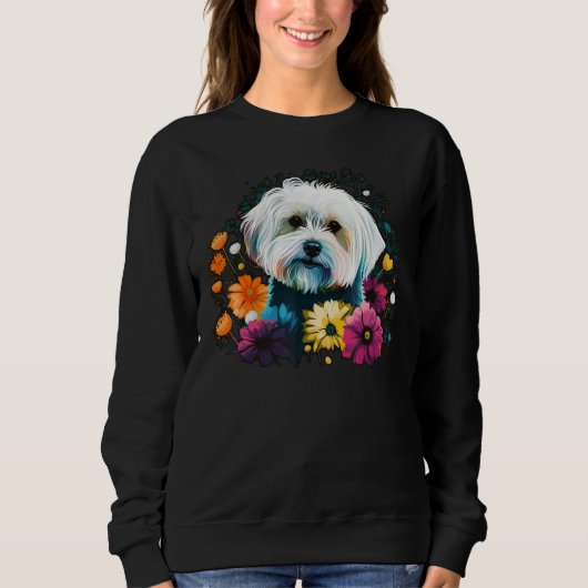 Cute Flower summer Floral Maltese dog 1 Trui (Voorkant)