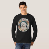 Cute Flower summer Floral Maltese dog T-shirt (Voorkant volledig)