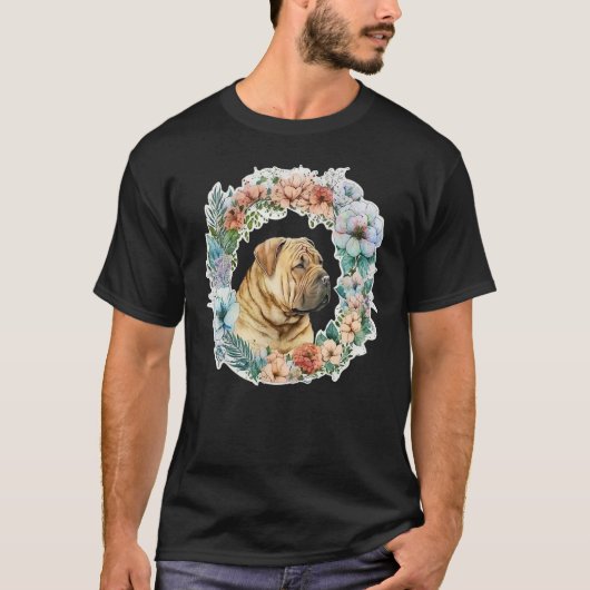 Cute Flower summer Floral Shar Pei T-shirt (Voorkant)