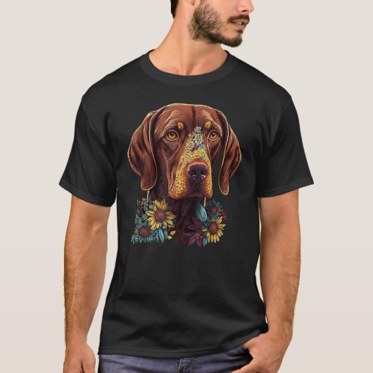 Cute Flower summer Floral Vizsla T-shirt (Voorkant)