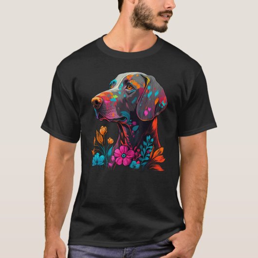 Cute Flower summer Floral Weimaraner 2 T-shirt (Voorkant)