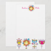 Cute Flowers Briefpapier (Voorkant / Achterkant)