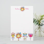 Cute Flowers Briefpapier (Staand voorkant)