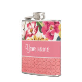 Cute Flowers Faux roze glazen cirkels Heupfles (Links)