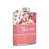 Cute Flowers Faux roze glazen cirkels Heupfles (Rechts)