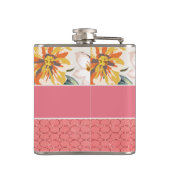 Cute Flowers Faux roze glazen cirkels Heupfles (Achterkant)