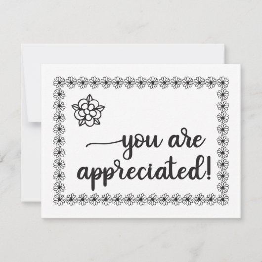 Cute Flowers HandLettered Coloring Appreciation Bedankkaart (Voorkant)