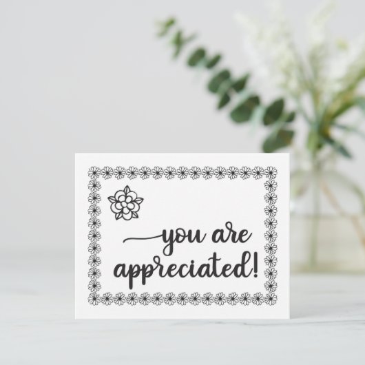 Cute Flowers HandLettered Coloring Appreciation Bedankkaart (Staand voorkant)