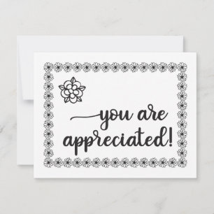 Cute Flowers HandLettered Coloring Appreciation Bedankkaart