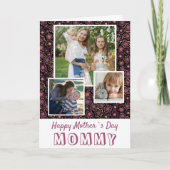 Cute Flowers Happy Moeder Dag 3 Foto Kaart (Voorkant)