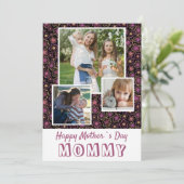 Cute Flowers Happy Moeder Dag 3 Foto Kaart (Staand voorkant)