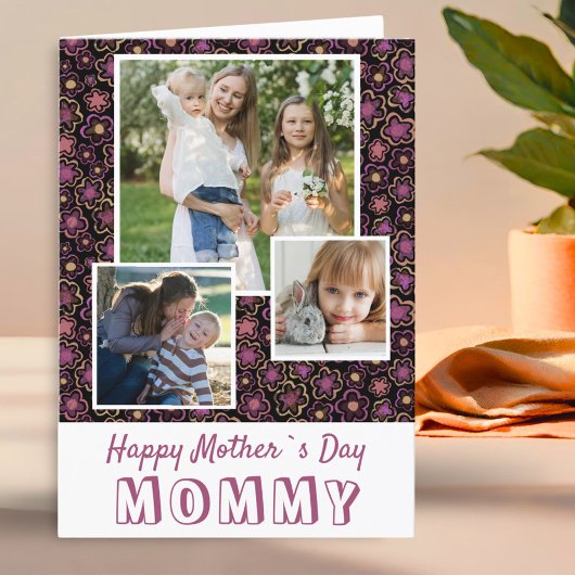 Cute Flowers Happy Moeder Dag 3 Foto Kaart