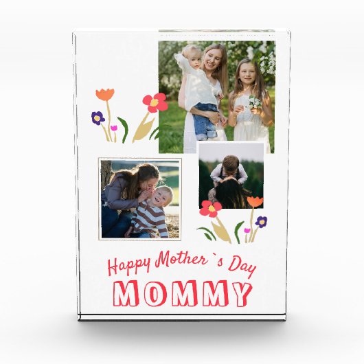 Cute Flowers Happy Moeder Dag 3 Fotoblokken (Voorkant)