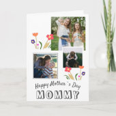 Cute Flowers Happy Moeder Dag 3 Fotokaart Kaart (Voorkant)