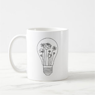 Cute Flowers in Light Bulb Coffee Mok